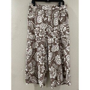 DASH Linnen women’s Pants casual wide legs floral elastic waist size M